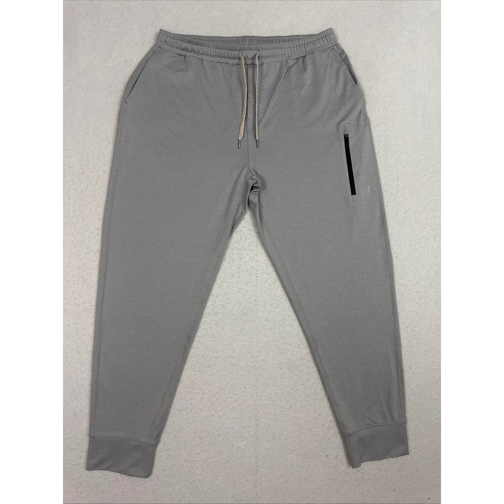 Vuori Sunday Performance Jogger Pants Mens XL Gray Stretch Zip Pockets V416